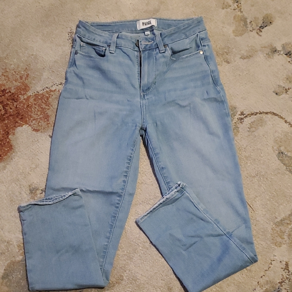 PAIGE Women's Sky Blue High Rise Jeans